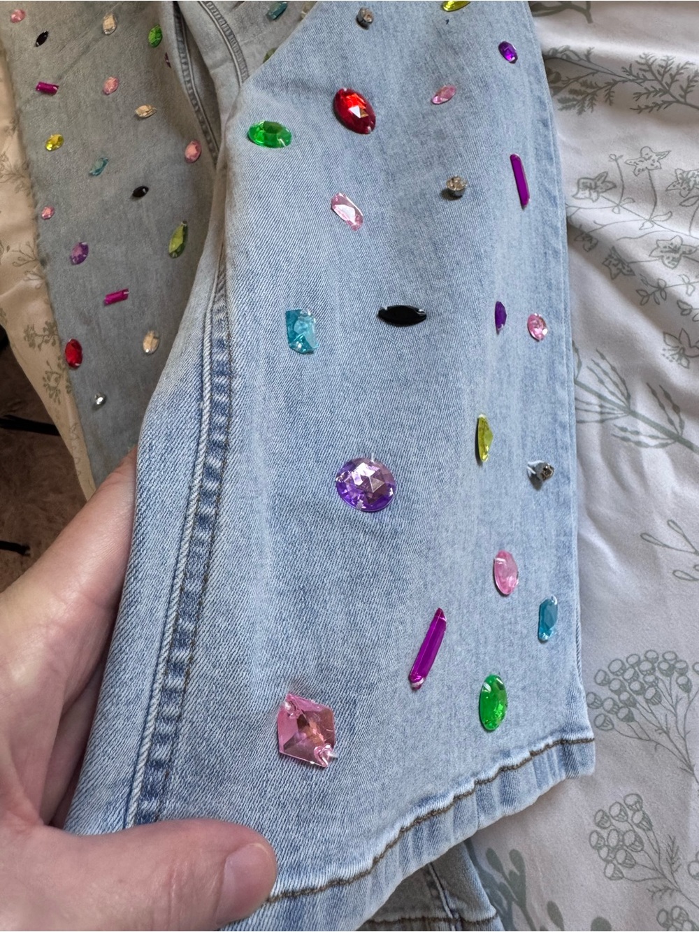 blue b Light Blue Embellished Women's Jeans — Multicolor Gem Accents - Picture 7 of 7